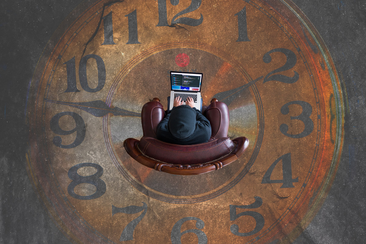 Mit dem Laptop der Deadline hinterher eilen