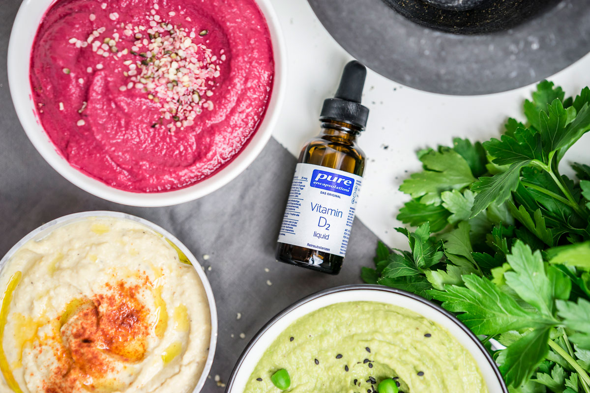 Drei Sorten Hummus