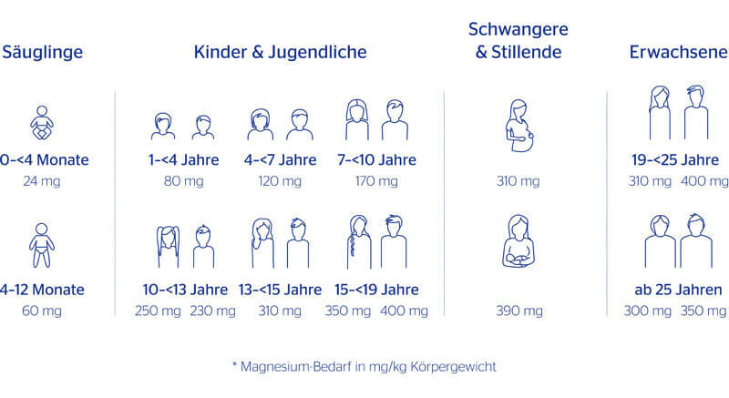 Wer braucht wie viel Magnesium - das hängt ganz von Alter und Geschlecht ab.